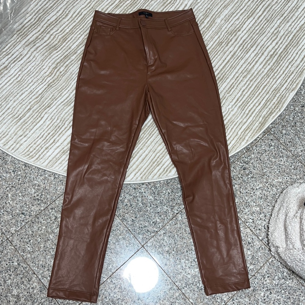 Brown faux leather pants fashion nova sz XL camel